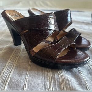 SOFFT Veda Platform Sandal Croc Print Open Toe Slip On | Brown Women’s 8